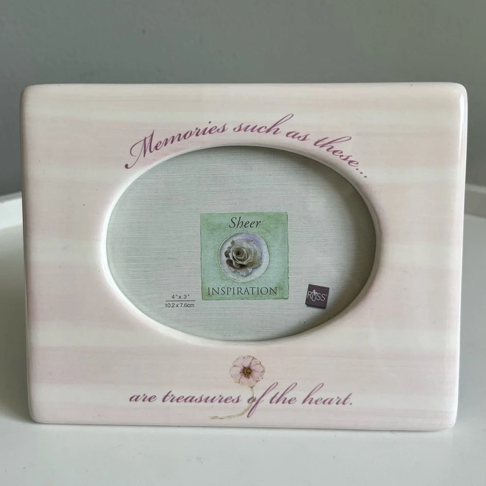 Russ Berrie Sheer Inspiration Memories Hand Painted Ceramic Photo Frame